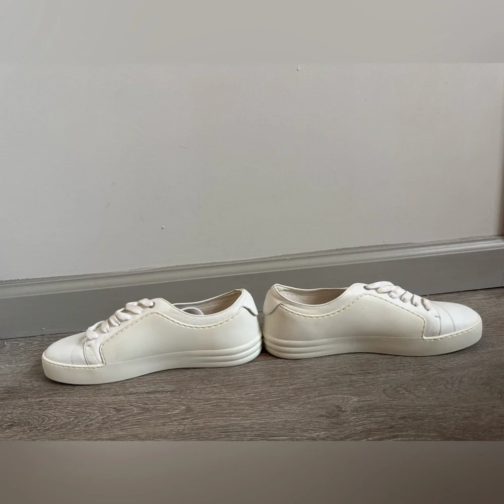 REPOST Authentic Chanel White Luxury Rubber Leather Trainers Lace Up Sneakers